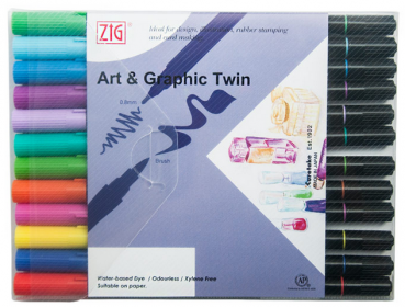 Kuretake ZIG Art & Graphic Twin Aquamarker 12er Set
