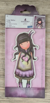 SANTORO Gorjuss Girl, Large Rubber Stamp, "Jar of hearts"
