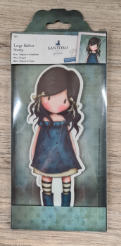 SANTORO Gorjuss Girl, Large Rubber Stamp, "You brought me love"