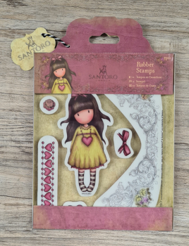 SANTORO Gorjuss Girl, Rubber Stamp, "Heartfelt"