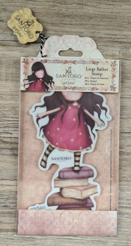 SANTORO Gorjuss Girl, Large Rubber Stamp, "New heights"