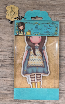 SANTORO Gorjuss Girl, Large Rubber Stamp, "The little friend"