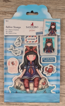 SANTORO Gorjuss Girl, Rubber Stamp, "Little Fishes"
