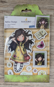 SANTORO Gorjuss Girl, Rubber Stamp, "Spring at last"