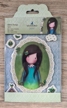 SANTORO Gorjuss Girl, Rubber Stamp, "Birds of a feather"