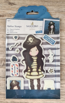 SANTORO Gorjuss Girl, Rubber Stamp, "Piracy"