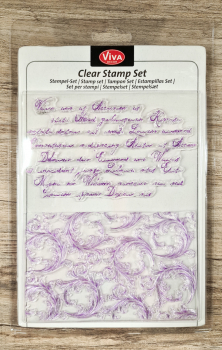 Clear stamp Silikonstempel Schrift und Schnörkel 14 x 18 cm
