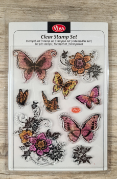Clear stamps Silikonstempel Blumen & Schmetterlinge II 14 x 18 cm