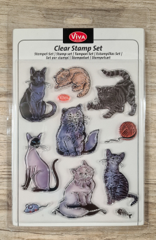 Clear stamps Silikonstempel Katzen 14 x 18 cm