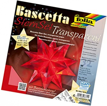 Folia Transparentpapier-Faltblätter "Bascetta-Stern", rot, 15 x 15 cm, 32 Blatt