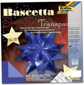 Folia Transparentpapier-Faltblätter "Bascetta-Stern", blau,15 x 15 cm, 32 Blatt