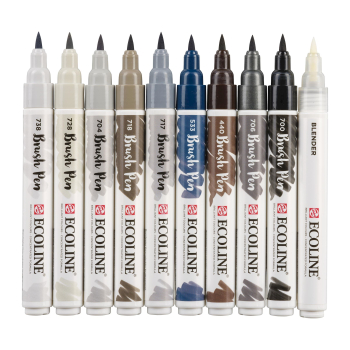 ECOLINE Brushpen - 10er Set - Grau