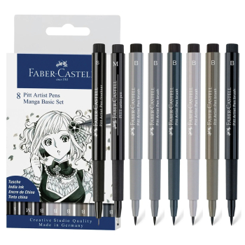 Pitt Artist Pen Tuschestift 8er Etui, Manga Basic Set