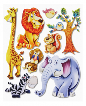 Hobbyfun 3D Sticker XXL, Bogen 30 x 30 cm  - Afrika-Tiere