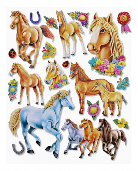 Hobbyfun 3D Sticker XXL, Bogen 30 x 30 cm  - Pferde