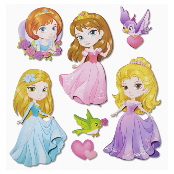 Hobbyfun 3D Sticker XXL, Bogen 30 x 30 cm  - Prinzessin