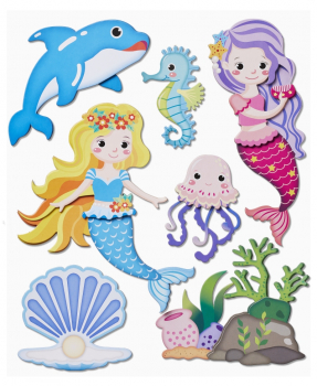 Hobbyfun 3D Sticker XXL, Bogen 30 x 30 cm  - Meerjungfrau