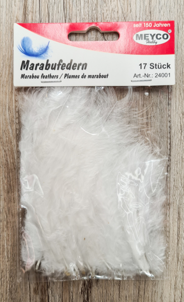 Marabufedern,  ca.12cm lang, 17 Stück (verschiedene Farben)