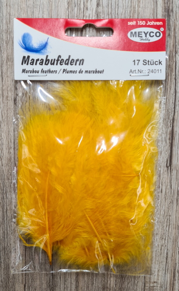 Marabufedern,  ca.12cm lang, 17 Stück (verschiedene Farben)