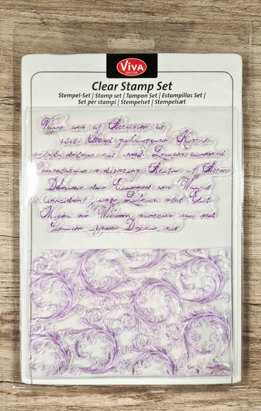 Clear stamp Silikonstempel Schrift und Schnörkel 14 x 18 cm