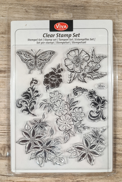 Clear stamps Silikonstempel Blumen, klassisch 14 x 18 cm