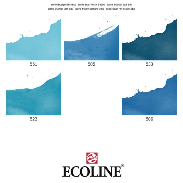 ECOLINE Brushpen - 5er Sets "Blau"