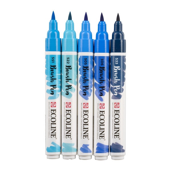 ECOLINE Brushpen - 5er Sets "Blau"