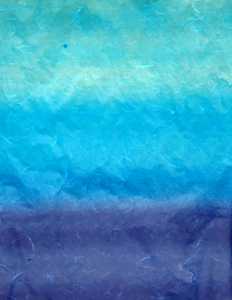 Schultüte 80 cm ECKIG, blauer Farbverlauf, blaue Schnüre – Tüll und Band frei wählbar