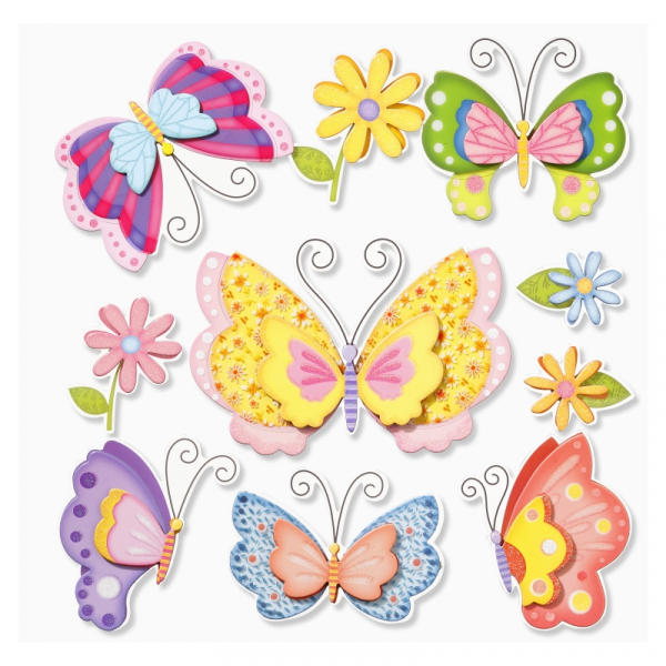 Hobbyfun 3D Sticker XXL, Bogen 30 x 30 cm  - Schmetterlinge