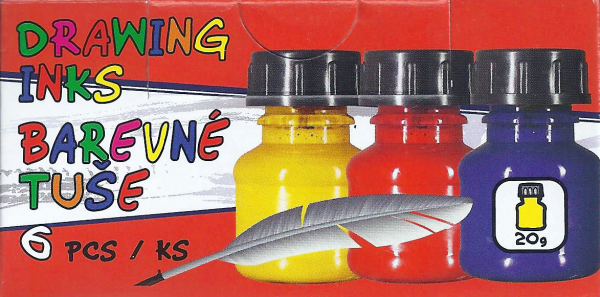 Zeichentuschenset 6 Tuschen á 20g; Studienqualität