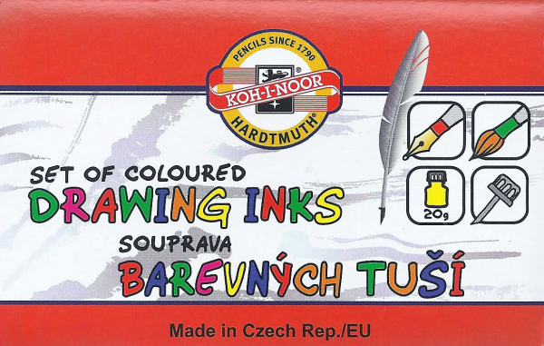 Zeichentuschenset 6 Tuschen á 20g; Studienqualität