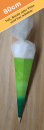 Schultüte 80 cm ECKIG, grüner Farbverlauf, grüne Schnüre – Tüll und Band frei wählbar